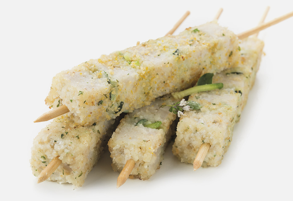 REDFISH AND COURGETTE SKEWER AU GRATIN