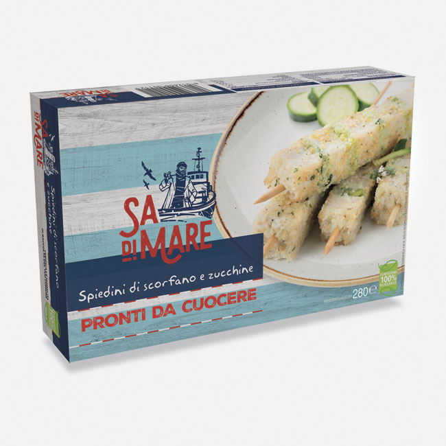 REDFISH AND COURGETTE SKEWER AU GRATIN